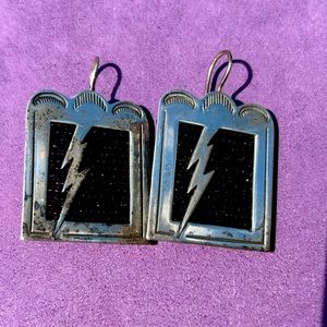 Artisan Sterling Silver Beaded Earrings Lightening Bolt